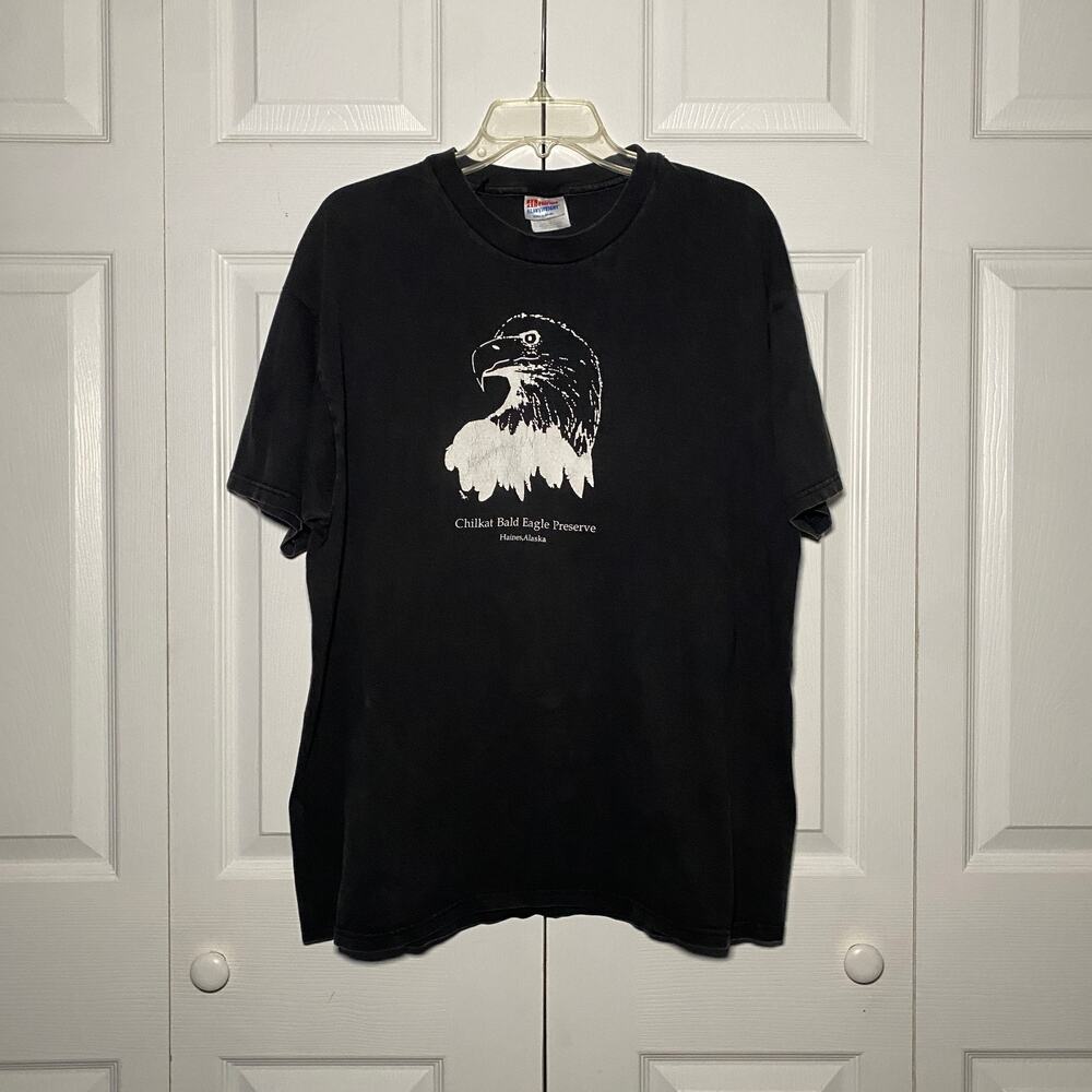 Vintage 90s Hanes Heavyweight Chilkat Bald Eagle Preserve T Shirt Mens XL Alaska